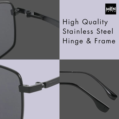 THE MEN THING Sunglasses 3295 - OBLIVION EDGE- HD Polarised Sunglasses for Men - UV400 Protection, Stainless Steel Frame - Black Lens