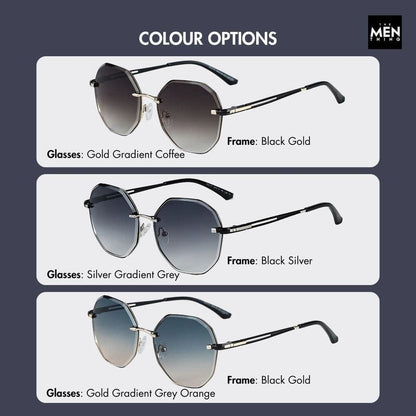 THE MEN THING Sunglasses 33141 - STEEL PRISM - HD Polarised Sunglasses for Men - UV400 Protection, Stainless Steel Frame - Gold Gradient Coffee