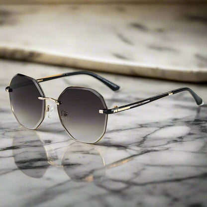 THE MEN THING Sunglasses 33141 - STEEL PRISM - HD Polarised Sunglasses for Men - UV400 Protection, Stainless Steel Frame - Gold Gradient Coffee