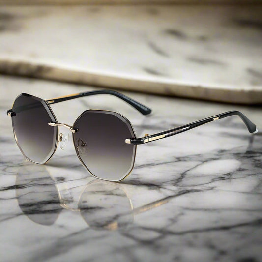THE MEN THING Sunglasses 33141 - STEEL PRISM - HD Polarised Sunglasses for Men - UV400 Protection, Stainless Steel Frame - Gold Gradient Coffee
