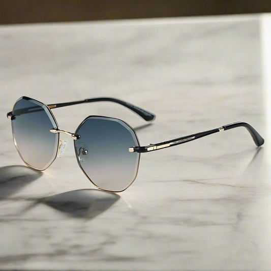 THE MEN THING Sunglasses 33141 - STEEL PRISM - HD Polarised Sunglasses for Men - UV400 Protection, Stainless Steel Frame - Gold Gradient Grey Orange