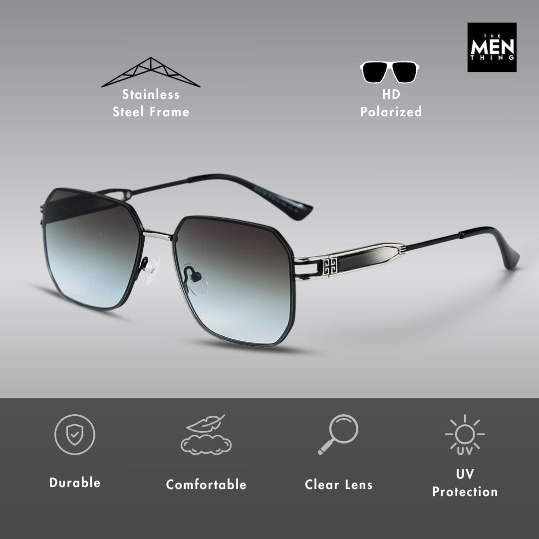 THE MEN THING Sunglasses 33155 - GRAPHITE LUXE - HD Polarised Sunglasses for Men - UV400 Protection, Stainless Steel Frame