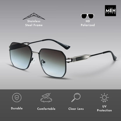 THE MEN THING Sunglasses 33155 - GRAPHITE LUXE - HD Polarised Sunglasses for Men - UV400 Protection, Stainless Steel Frame