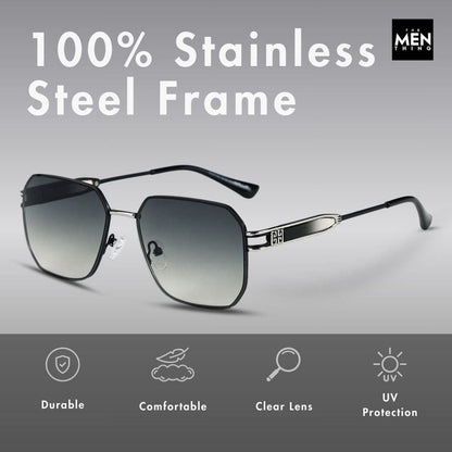 THE MEN THING Sunglasses 33155 - GRAPHITE LUXE - HD Polarised Sunglasses for Men - UV400 Protection, Stainless Steel Frame