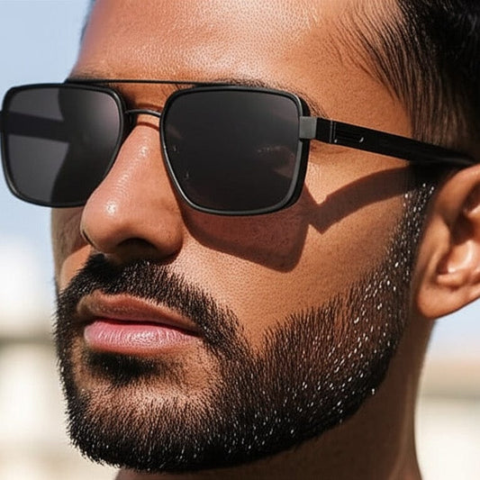 THE MEN THING Sunglasses Black S15106 BOLD MERIDIAN HD Polarized Sunglasses for Men - UV400 Protection, Stainless Steel Frame