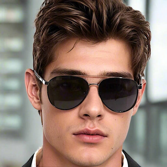 THE MEN THING Sunglasses Dark Smoke 2173 STEALTH PILOT  -  Aviator Style - HD Polarised Sunglasses for Men - UV400 Protection, Stainless Steel Frame