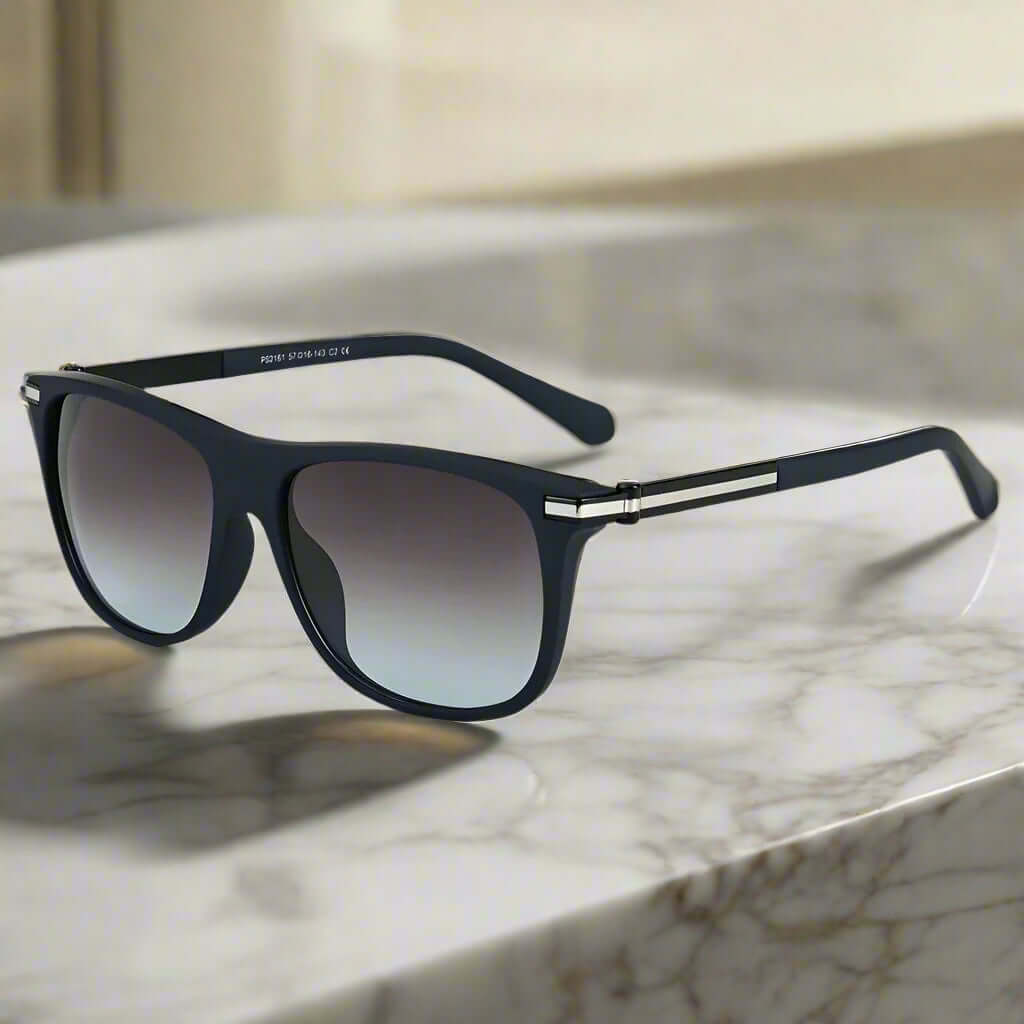 THE MEN THING Sunglasses Gradient Blue Grey 2161 METRO CLASSIC -  Wayfarer Style - HD Polarised Sunglasses for Men - UV400 Protection, Stainless Steel Frame