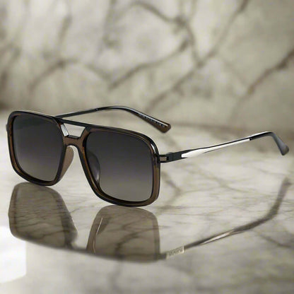 THE MEN THING Sunglasses Gradient Brown 2169 URBAN ECLIPSE -  Oversized Square - HD Polarised Sunglasses for Men - UV400 Protection, Stainless Steel Frame