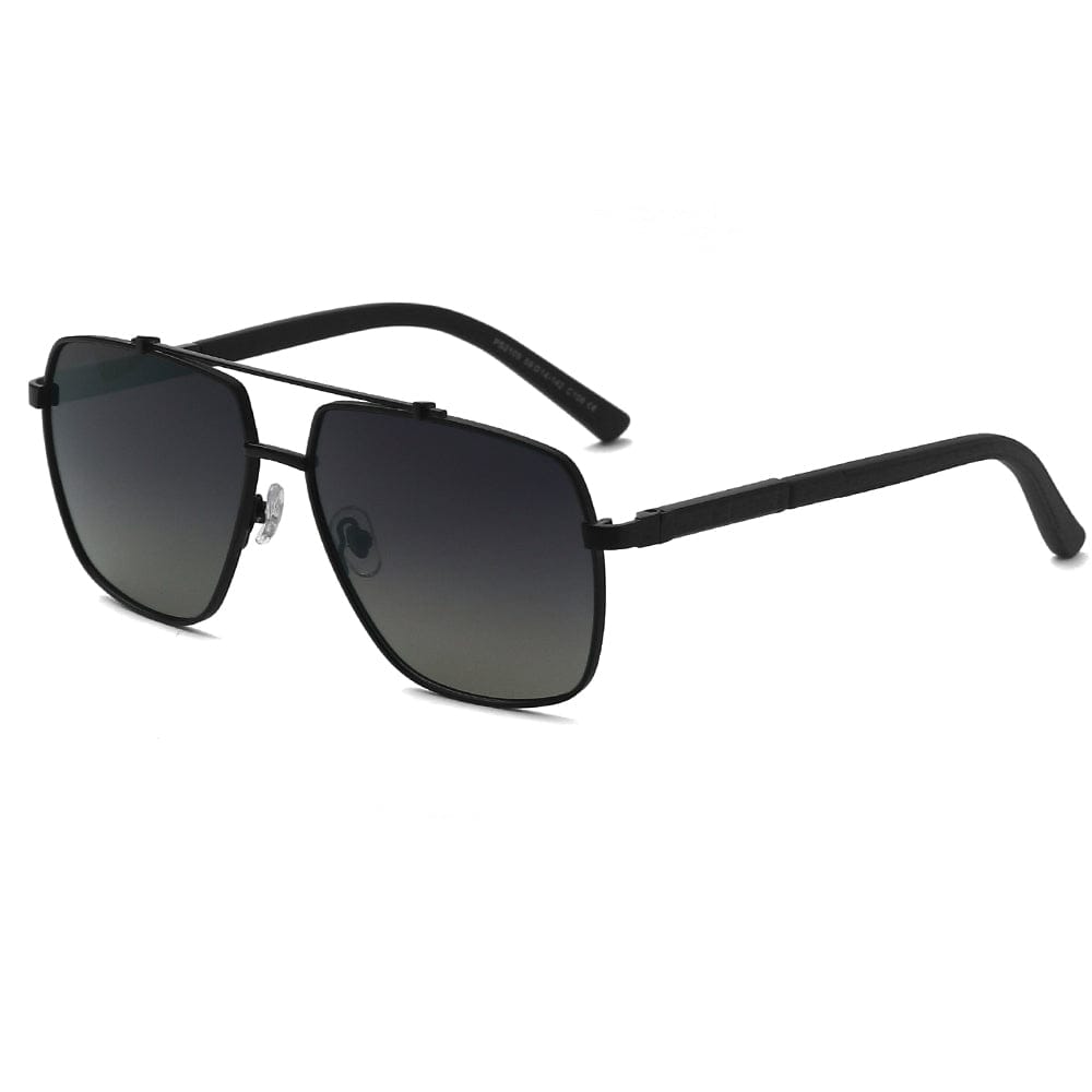 THE MEN THING Sunglasses Gradient Gray-Green Lense 2109 SHADOW LUXE -  Double Bridge Aviator Style - HD Polarised Sunglasses for Men - UV400 Protection, Stainless Steel Frame