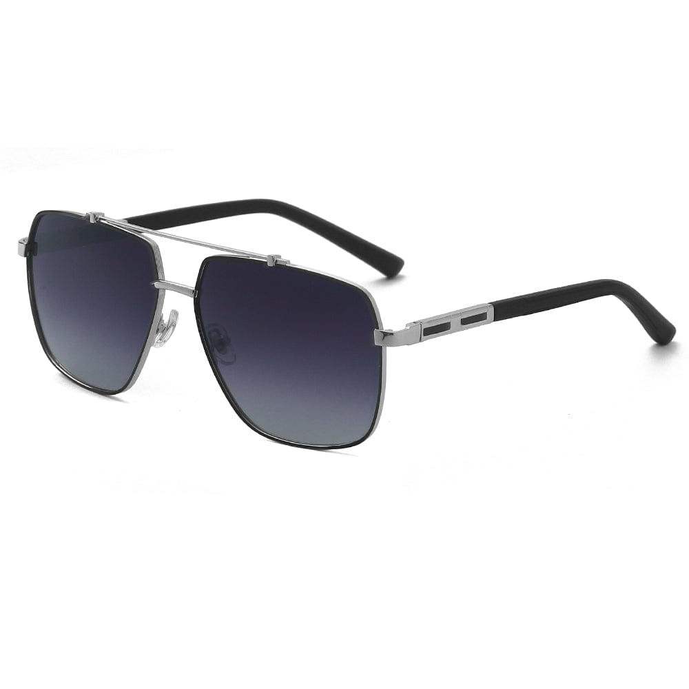THE MEN THING Sunglasses Gradient Gray Lense 2109 SHADOW LUXE -  Double Bridge Aviator Style - HD Polarised Sunglasses for Men - UV400 Protection, Stainless Steel Frame