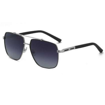THE MEN THING Sunglasses Gradient Gray Lense 2109 SHADOW LUXE -  Double Bridge Aviator Style - HD Polarised Sunglasses for Men - UV400 Protection, Stainless Steel Frame