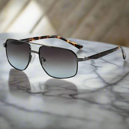 THE MEN THING Sunglasses Gradient Grey 2174 ECLIPSE EDGE -   Square Aviator Style - HD Polarised Sunglasses for Men - UV400 Protection, Stainless Steel Frame