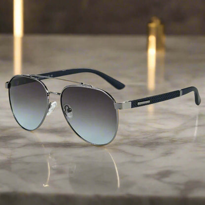 THE MEN THING Sunglasses Gradient Smoke 2173 STEALTH PILOT  -  Aviator Style - HD Polarised Sunglasses for Men - UV400 Protection, Stainless Steel Frame