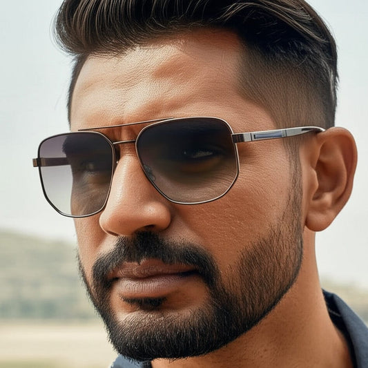 THE MEN THING Sunglasses Gun Gradient Blue Grey 2125 - PRISM NOIR - HD Polarised Sunglasses for Men - UV400 Protection, Stainless Steel Frame - Gun Gradient Blue Grey
