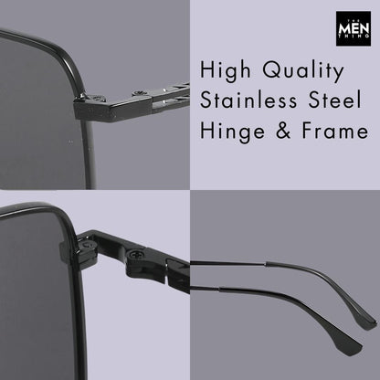 THE MEN THING Sunglasses J3292 - OBLIVION SHADE - HD Polarised Sunglasses for Men - UV400 Protection, Stainless Steel Frame - Dark Tinted