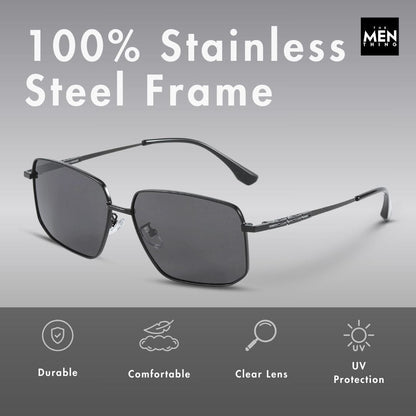 THE MEN THING Sunglasses J3292 - OBLIVION SHADE - HD Polarised Sunglasses for Men - UV400 Protection, Stainless Steel Frame - Dark Tinted