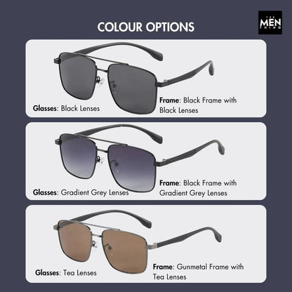 THE MEN THING Sunglasses J3293 - GLACIER LUXE - HD Polarised Sunglasses for Men - UV400 Protection, Stainless Steel Frame - Black Lenses