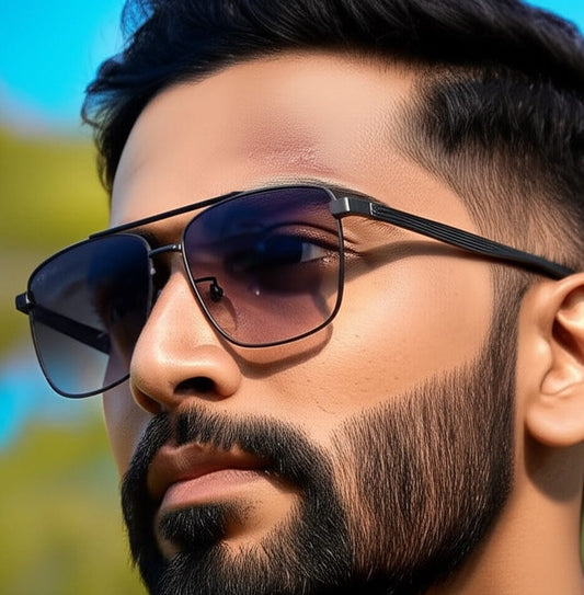 THE MEN THING Sunglasses J3293 - GLACIER LUXE - HD Polarised Sunglasses for Men - UV400 Protection, Stainless Steel Frame - Gradient Grey Lenses