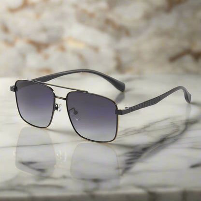 THE MEN THING Sunglasses J3293 - GLACIER LUXE - HD Polarised Sunglasses for Men - UV400 Protection, Stainless Steel Frame - Gradient Grey Lenses