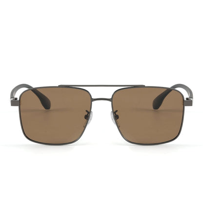 THE MEN THING Sunglasses J3293 - GLACIER LUXE - HD Polarised Sunglasses for Men - UV400 Protection, Stainless Steel Frame - Tea Lenses