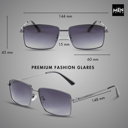 THE MEN THING Sunglasses J3298 - OBSIDIAN LUXE - HD Polarised Sunglasses for Men - UV400 Protection, Stainless Steel Frame - Black Grey Lenses