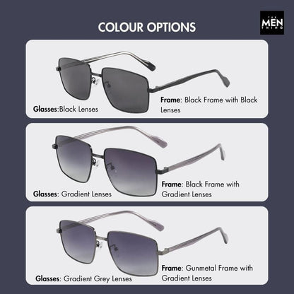 THE MEN THING Sunglasses J3305 - PHANTOM SHADE - HD Polarised Sunglasses for Men - UV400 Protection, Stainless Steel Frame - Black Lenses