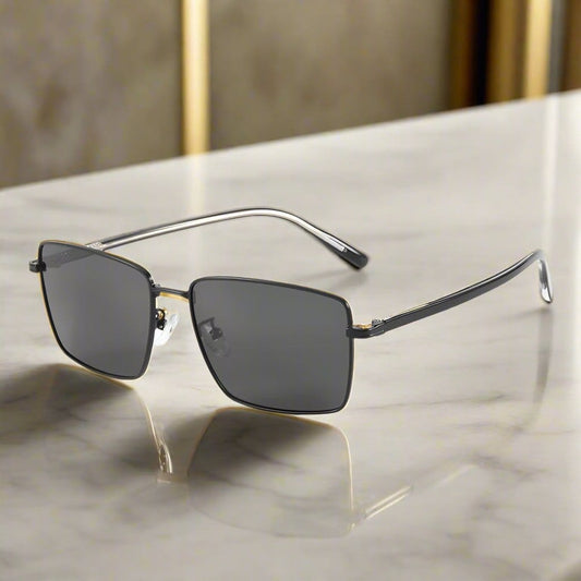 THE MEN THING Sunglasses J3308 - SLEEK VANTAGE- HD Polarised Sunglasses for Men - UV400 Protection, Stainless Steel Frame - Black Lens