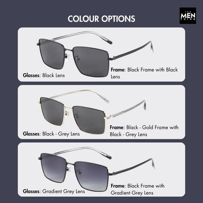 THE MEN THING Sunglasses J3308 - SLEEK VANTAGE- HD Polarised Sunglasses for Men - UV400 Protection, Stainless Steel Frame - Black Lens