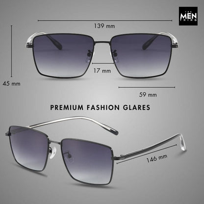 THE MEN THING Sunglasses J3308 - SLEEK VANTAGE- HD Polarised Sunglasses for Men - UV400 Protection, Stainless Steel Frame - Black Lens