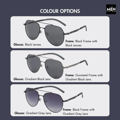 THE MEN THING Sunglasses J3332 - MYSTIC ARC - HD Polarised Sunglasses for Men - UV400 Protection, Stainless Steel Frame - Black Lens