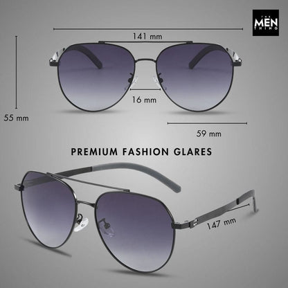THE MEN THING Sunglasses J3332 - MYSTIC ARC - HD Polarised Sunglasses for Men - UV400 Protection, Stainless Steel Frame - Black Lens