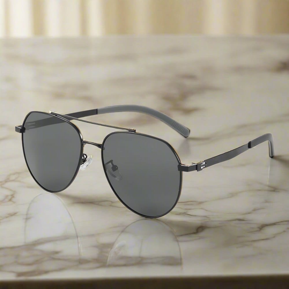 THE MEN THING Sunglasses J3332 - MYSTIC ARC - HD Polarised Sunglasses for Men - UV400 Protection, Stainless Steel Frame - Black Lens