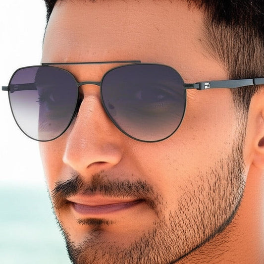 THE MEN THING Sunglasses J3332 - MYSTIC ARC - HD Polarised Sunglasses for Men - UV400 Protection, Stainless Steel Frame - Gradient Grey Lens