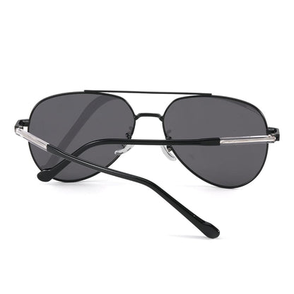 THE MEN THING Sunglasses J3335 - SUNLIT ELEGANCE - HD Polarised Sunglasses for Men - UV400 Protection, Stainless Steel Frame - Black Frame with Black Lens