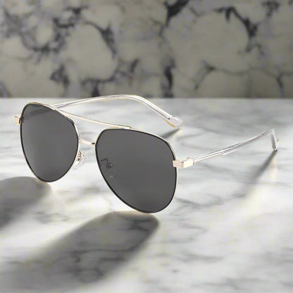 THE MEN THING Sunglasses J3335 - SUNLIT ELEGANCE - HD Polarised Sunglasses for Men - UV400 Protection, Stainless Steel Frame - Black-Gold Frame with Black Lens