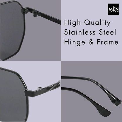 THE MEN THING Sunglasses J3337- SPECTRA NOIR- HD Polarised Sunglasses for Men - UV400 Protection, Stainless Steel Frame - Black Frame with Black Lens