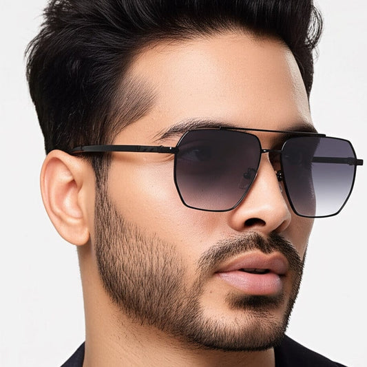 THE MEN THING Sunglasses J3337- SPECTRA NOIR- HD Polarised Sunglasses for Men - UV400 Protection, Stainless Steel Frame - Black Frame with Gradient Grey Lens