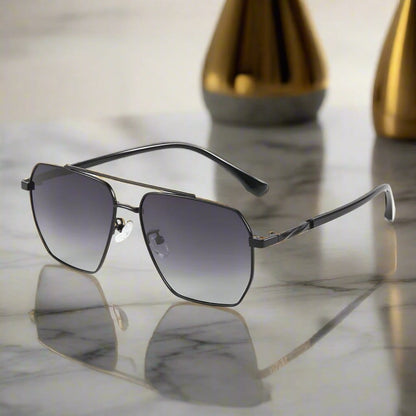 THE MEN THING Sunglasses J3337- SPECTRA NOIR- HD Polarised Sunglasses for Men - UV400 Protection, Stainless Steel Frame - Black Frame with Gradient Grey Lens