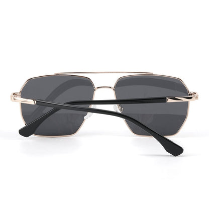 THE MEN THING Sunglasses J3337- SPECTRA NOIR- HD Polarised Sunglasses for Men - UV400 Protection, Stainless Steel Frame - Light Gold Frame with Black Lens