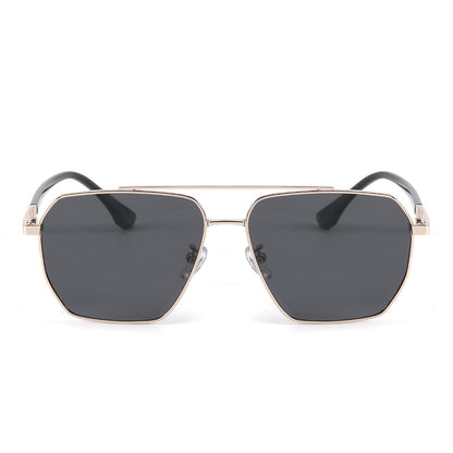 THE MEN THING Sunglasses J3337- SPECTRA NOIR- HD Polarised Sunglasses for Men - UV400 Protection, Stainless Steel Frame - Light Gold Frame with Black Lens