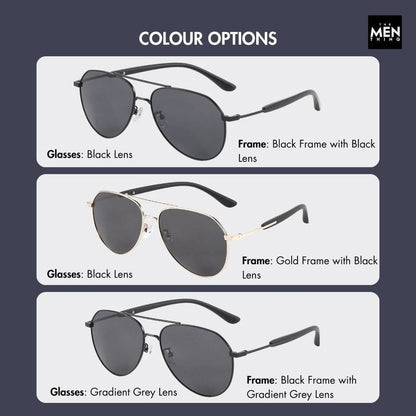 THE MEN THING Sunglasses J3338 - SLATE SOAR - HD Polarised Sunglasses for Men - UV400 Protection, Stainless Steel Frame - Black Frame with Black Lens