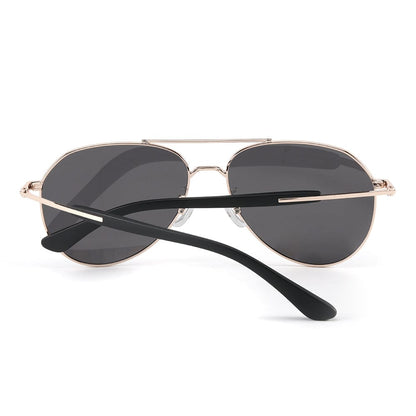 THE MEN THING Sunglasses J3338 - SLATE SOAR - HD Polarised Sunglasses for Men - UV400 Protection, Stainless Steel Frame - Gold Frame with Black Lens