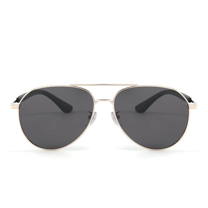 THE MEN THING Sunglasses J3338 - SLATE SOAR - HD Polarised Sunglasses for Men - UV400 Protection, Stainless Steel Frame - Gold Frame with Black Lens