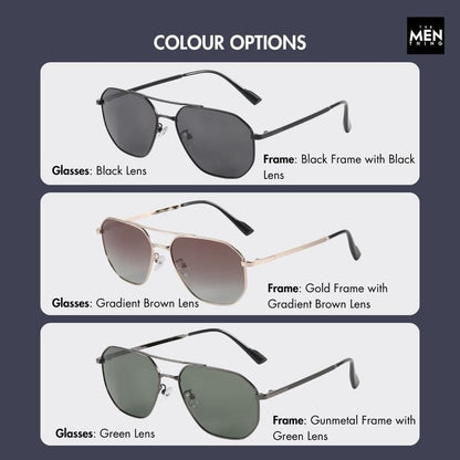 THE MEN THING Sunglasses J3347 - AMBER LUXE - HD Polarised Sunglasses for Men - UV400 Protection, Stainless Steel Frame - Black Frame with Black Lens