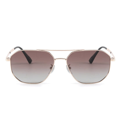 THE MEN THING Sunglasses J3347 - AMBER LUXE - HD Polarised Sunglasses for Men - UV400 Protection, Stainless Steel Frame - Gold Frame with Gradient Brown Lens