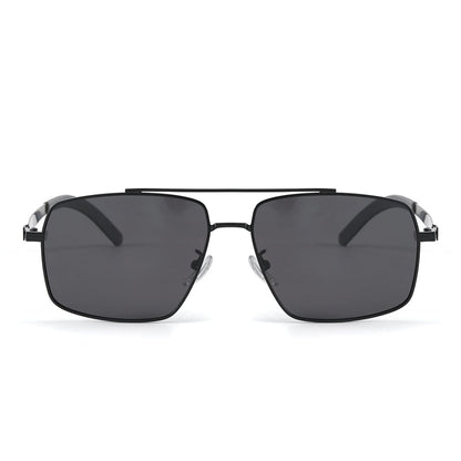 THE MEN THING Sunglasses J3348 - VORTEX SHADE - HD Polarised Sunglasses for Men - UV400 Protection, Stainless Steel Frame - Black Frame with Black Lens