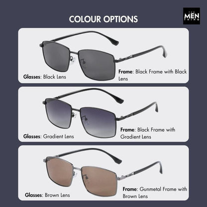 THE MEN THING Sunglasses J3351 - MISTY NOIR - HD Polarised Sunglasses for Men - UV400 Protection, Stainless Steel Frame - Black Frame with Black Lens