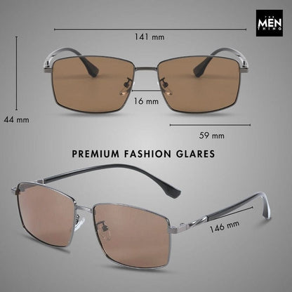 THE MEN THING Sunglasses J3351 - MISTY NOIR - HD Polarised Sunglasses for Men - UV400 Protection, Stainless Steel Frame - Black Frame with Black Lens