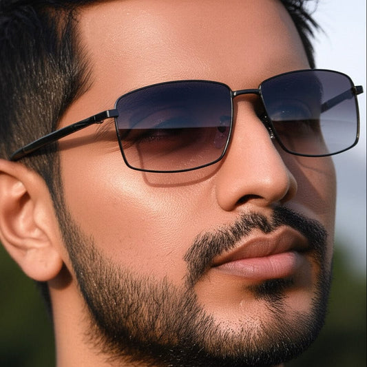 THE MEN THING Sunglasses J3351 - MISTY NOIR - HD Polarised Sunglasses for Men - UV400 Protection, Stainless Steel Frame - Black Frame with Gradient Lens