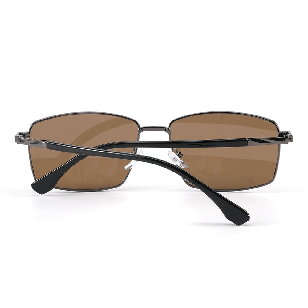 THE MEN THING Sunglasses J3351 - MISTY NOIR - HD Polarised Sunglasses for Men - UV400 Protection, Stainless Steel Frame - Gunmetal Frame with Brown Lens